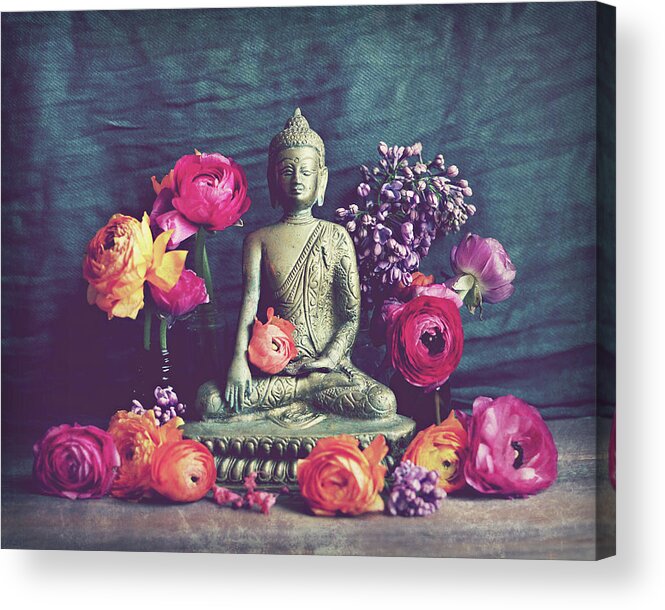 Buddha Art Acrylic Print featuring the photograph Buddha Offering by Lupen Grainne