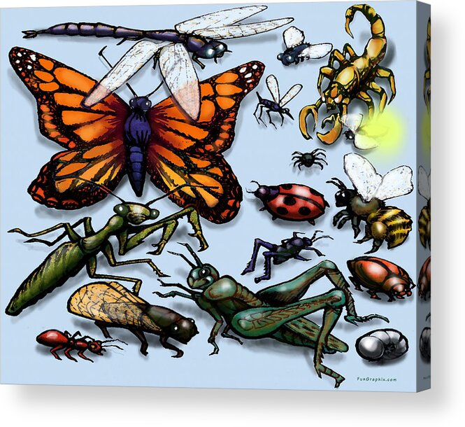 Bug Acrylic Print featuring the painting Bugs by Kevin Middleton