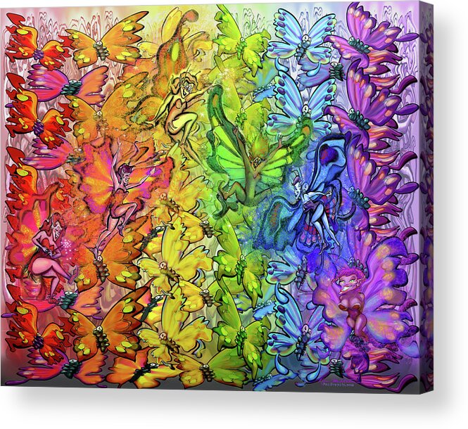 Butterfly Acrylic Print featuring the digital art Butterflies Faeries Rainbow by Kevin Middleton