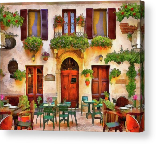 Cafe Bistro French Acrylic Print featuring the painting Cafe Bistro French by George Rossidis