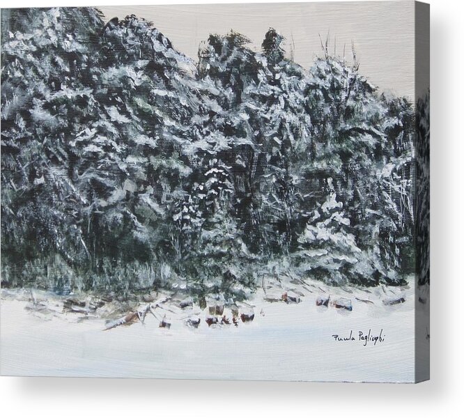 Painting Acrylic Print featuring the painting Cape May Snow by Paula Pagliughi