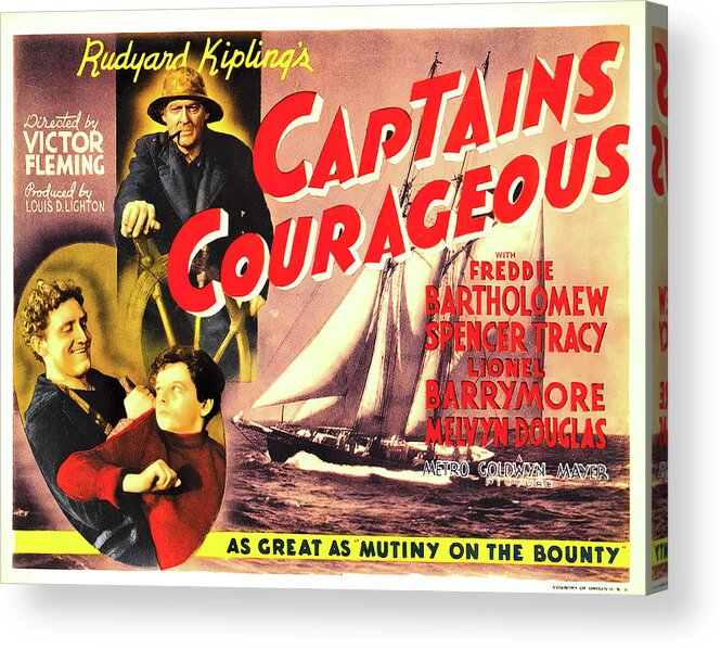 Kipling Acrylic Print featuring the mixed media ''Captains Courageous'' - 1937 by Movie World Posters