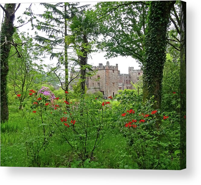 Castle Acrylic Print featuring the digital art Castle in Lake District, UK by Nancy Olivia Hoffmann