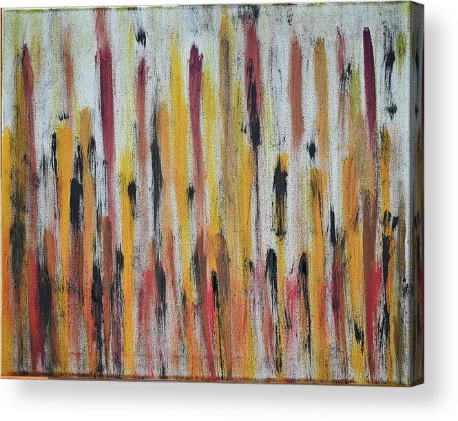 Red Acrylic Print featuring the painting Cattails at Sunset by Pam O'Mara