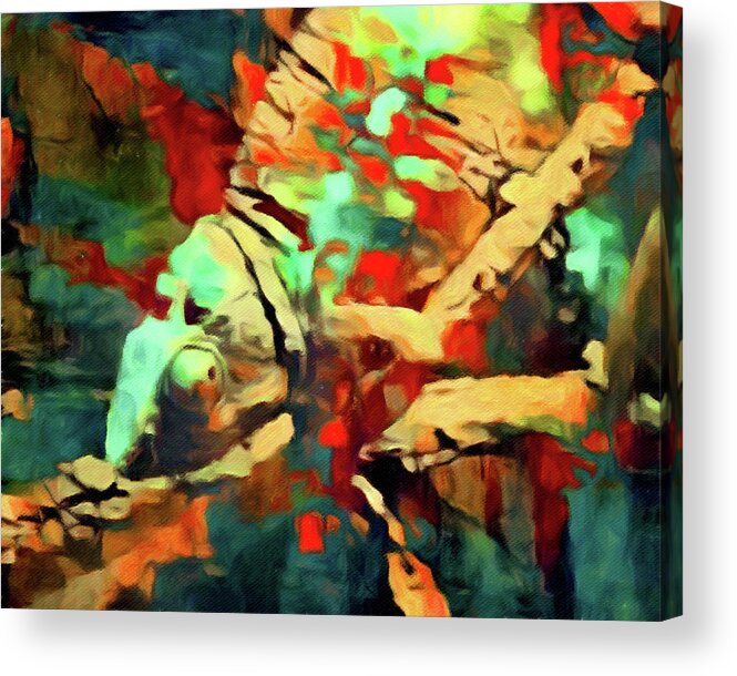 Chamaeleon Acrylic Print featuring the painting Chameleon of Karma by Susan Maxwell Schmidt