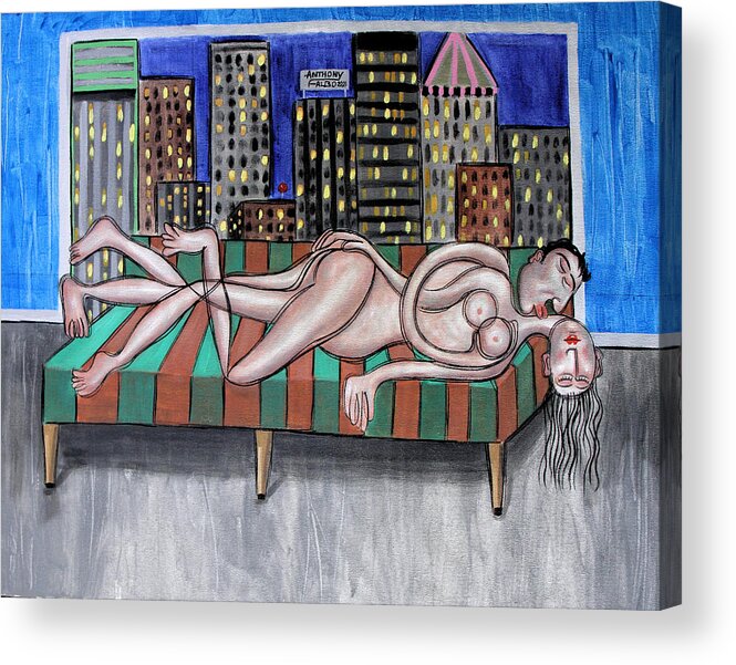 Nude Acrylic Print featuring the painting Cheap Room With A View by Anthony Falbo