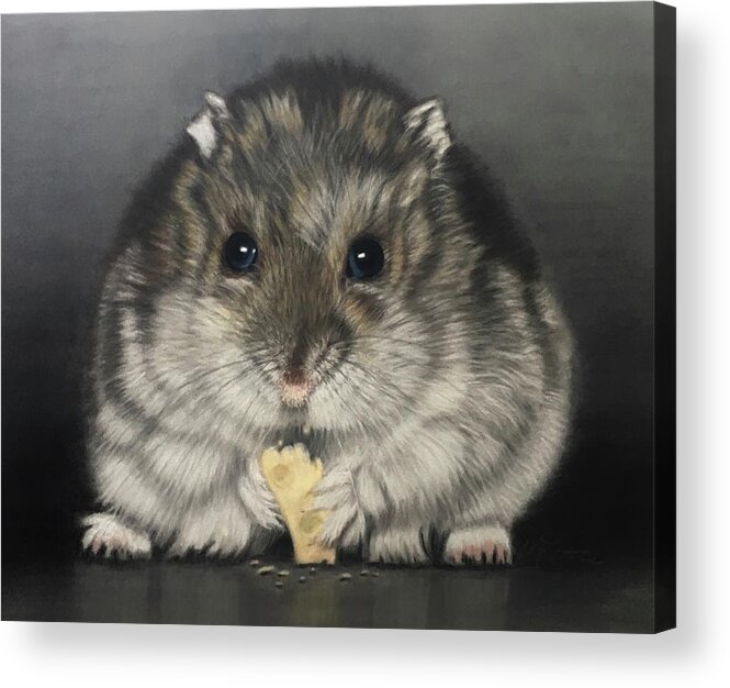 Hamster Acrylic Print featuring the pastel Cheese Please by Marlene Little