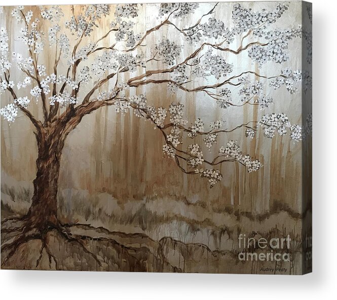 Spring Acrylic Print featuring the painting Cherry Tree by Audrey Peaty