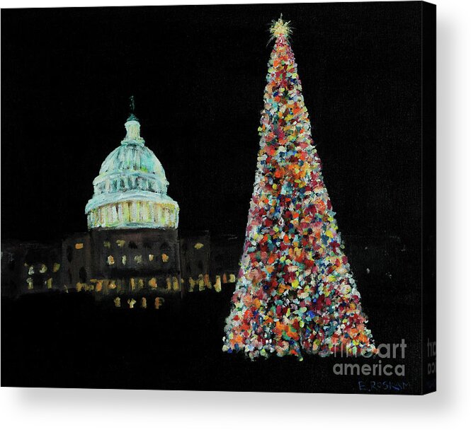 Christmas Acrylic Print featuring the painting Christmas in DC by Elizabeth Roskam