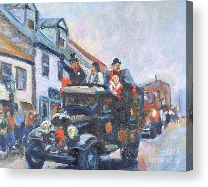 Hallowell Acrylic Print featuring the painting Christmas in Hallowell by Marc Poirier