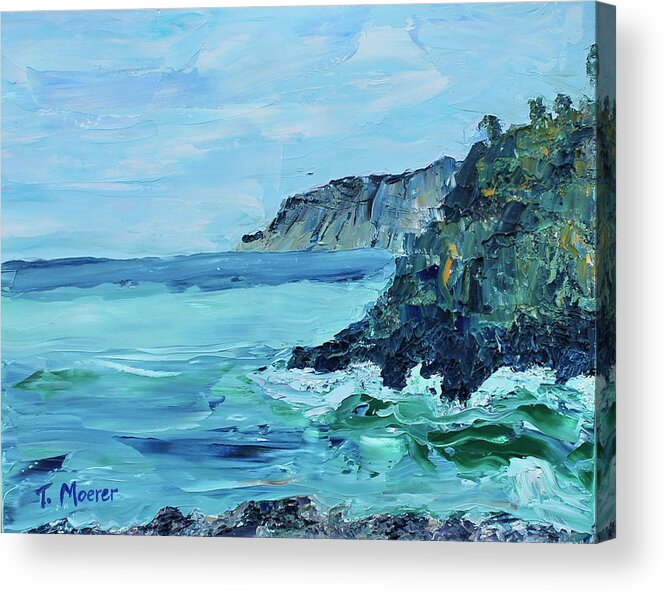 Seascape Acrylic Print featuring the painting Cinque Terre 1 by Teresa Moerer