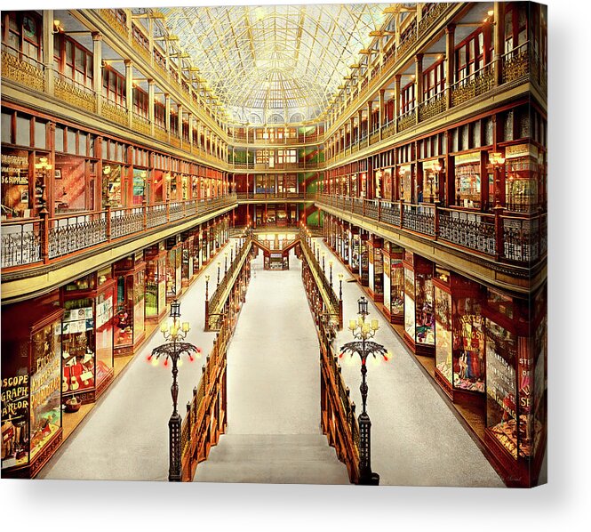 Ohio Acrylic Print featuring the photograph City - Cleveland, OH - The Cleveland Arcade 1901 by Mike Savad