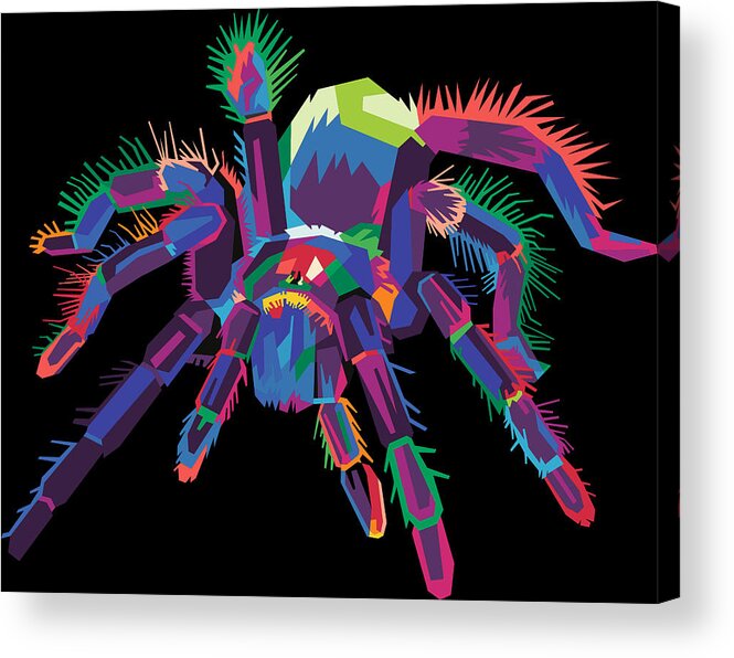 Halloween Acrylic Print featuring the digital art Colorful Spider Pop Art Tarantula by Flippin Sweet Gear