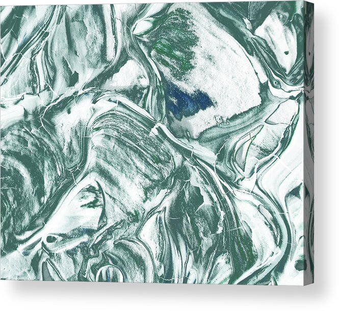 Soft Gray Acrylic Print featuring the painting Cool Soft Gray Swirl Textured Decorative Art II by Irina Sztukowski