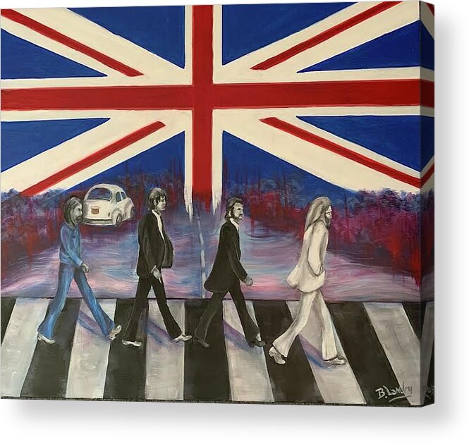 Beatles Acrylic Print featuring the painting Crossing Abbey Road by Barbara Landry