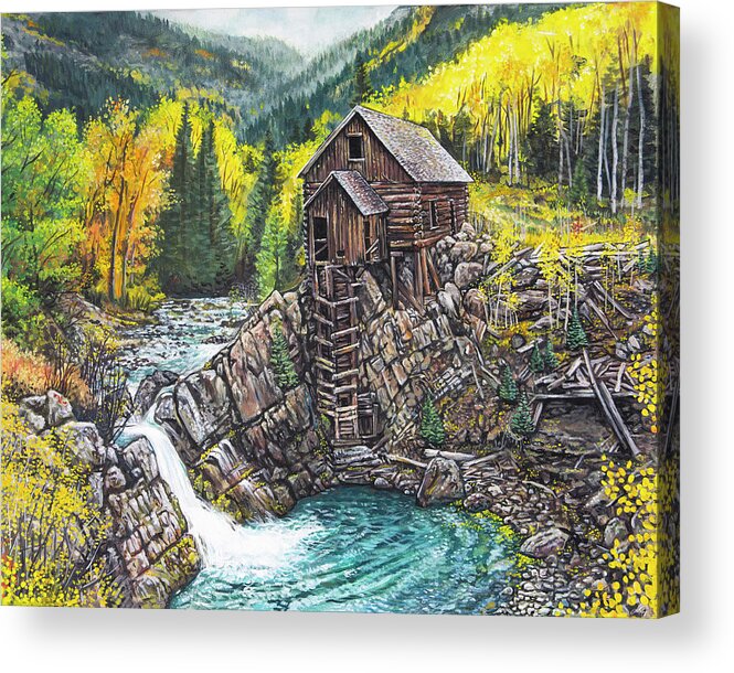 Colorado Acrylic Print featuring the painting Crystal Mill by Aaron Spong