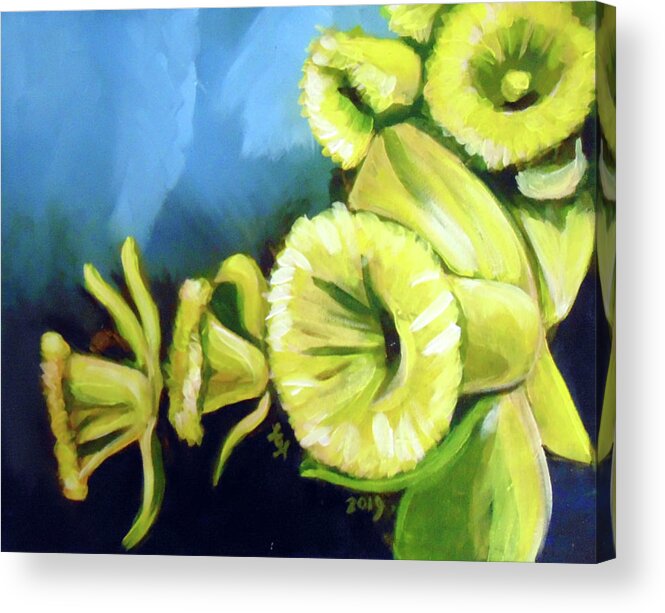 Daffodils Acrylic Print featuring the painting Daffodils by Loretta Nash