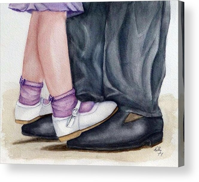 Dancing With Daddy Acrylic Print featuring the painting Dancing with Daddy by Kelly Mills