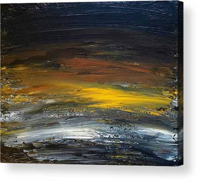 Abstract Acrylic Print featuring the painting Dark Horizons Abstract by Amelia Pearn