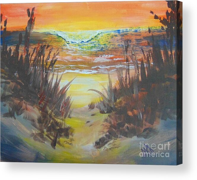 Beach Acrylic Print featuring the painting Dawn's Early Light by Saundra Johnson