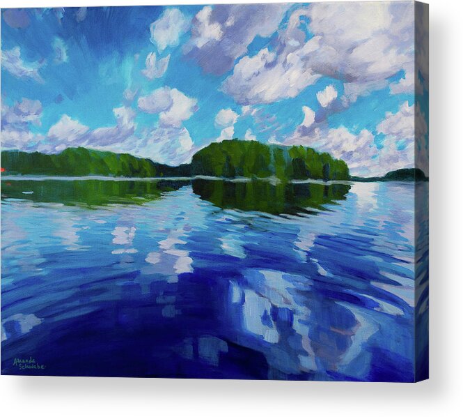 Landscape Acrylic Print featuring the painting Deep Blue Breath by Amanda Schwabe