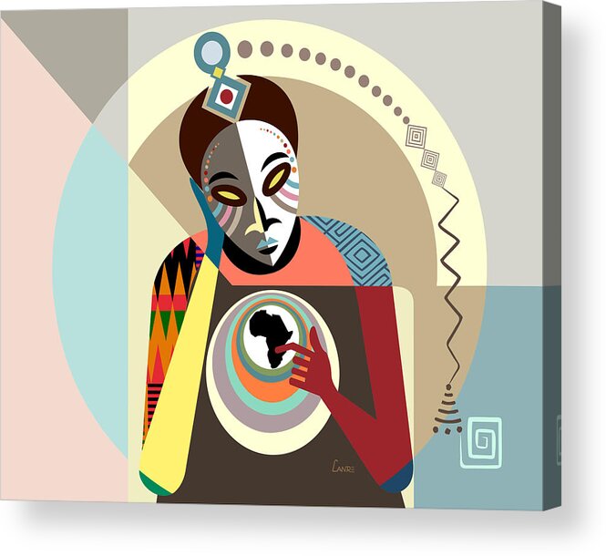 Modern African Mask Acrylic Print featuring the digital art Deep Reflection by Lanre Studio