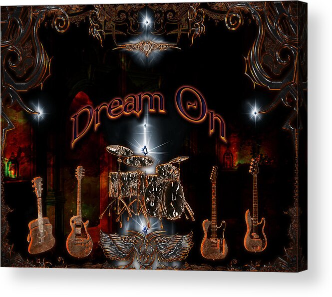 Aerosmith Acrylic Print featuring the digital art Dream On by Michael Damiani