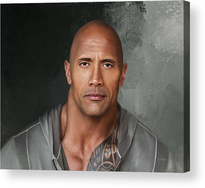 Dwayne Johnso Acrylic Print featuring the painting Dwayne The Rock Johnson by Jordan Blackstone