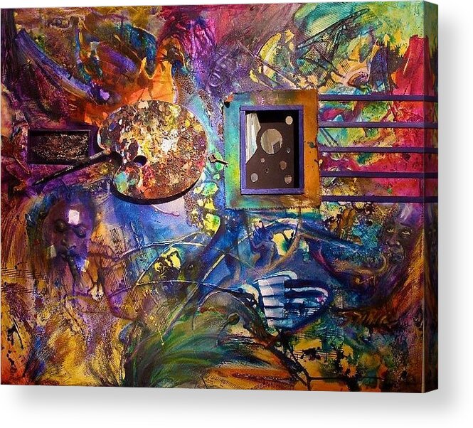 Mixed Media Acrylic Print featuring the mixed media Edge of Order by Sofanya White