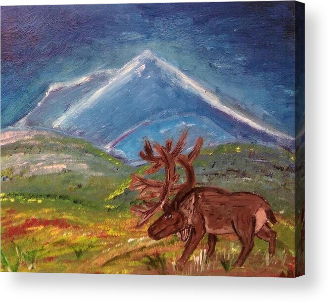 Elk Acrylic Print featuring the painting Elk Mountain by Andrew Blitman