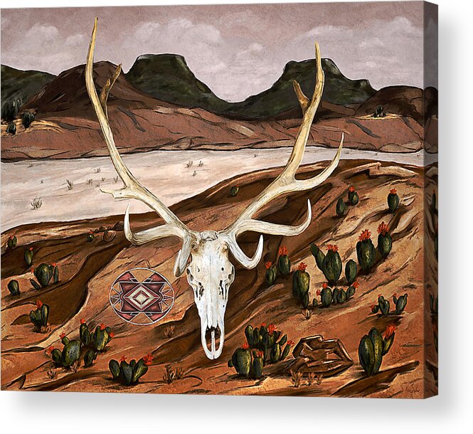 Painting Acrylic Print featuring the digital art Elk Skull by Ken Taylor