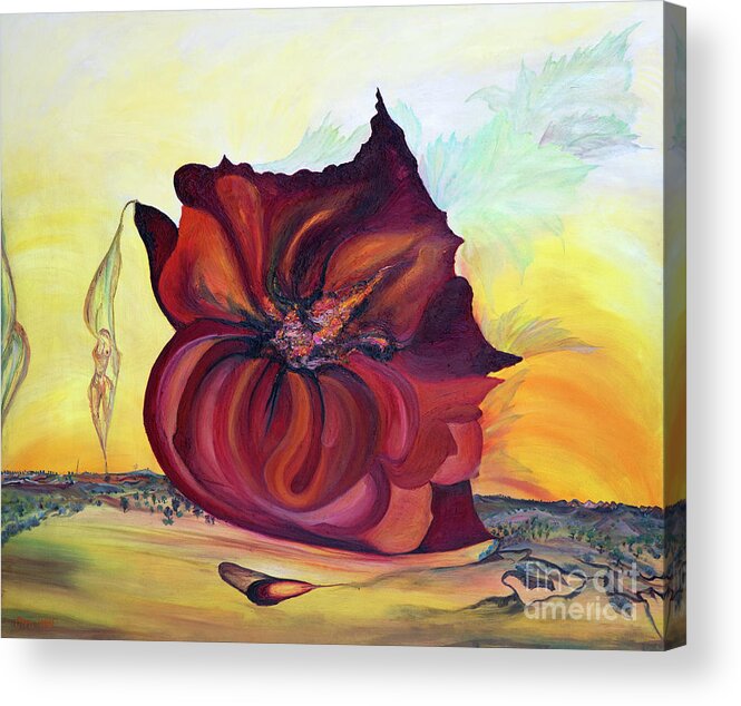  Acrylic Print featuring the painting Erotic flower by Ofra Wolf