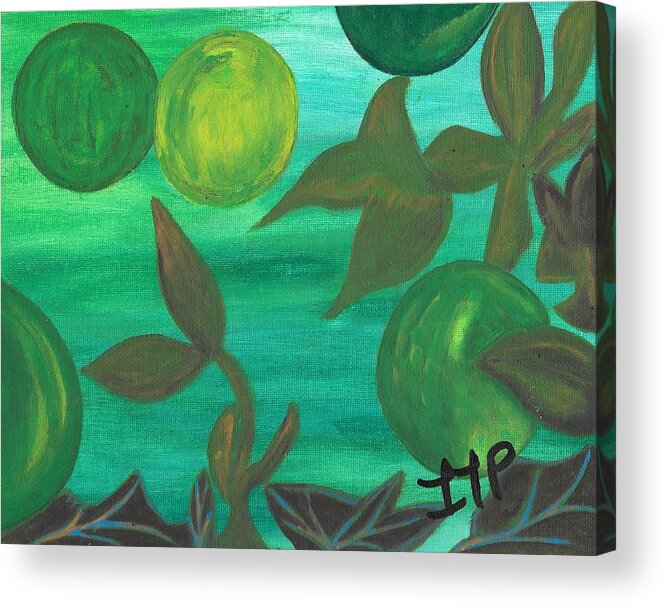 Leaves Acrylic Print featuring the painting Esoteric Garden Flow by Esoteric Gardens KN
