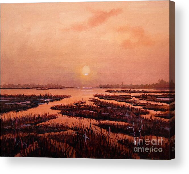 Marsh Acrylic Print featuring the painting Evening Time by Sinisa Saratlic