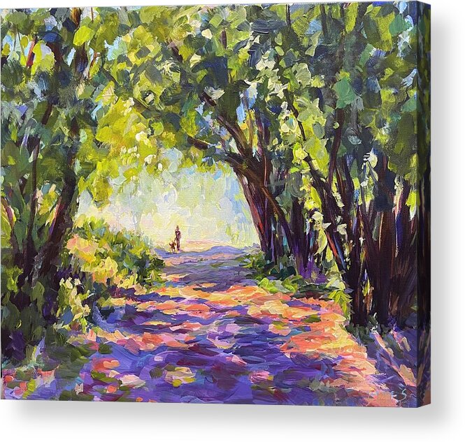 Trees Acrylic Print featuring the painting Evening Walk by Madeleine Shulman