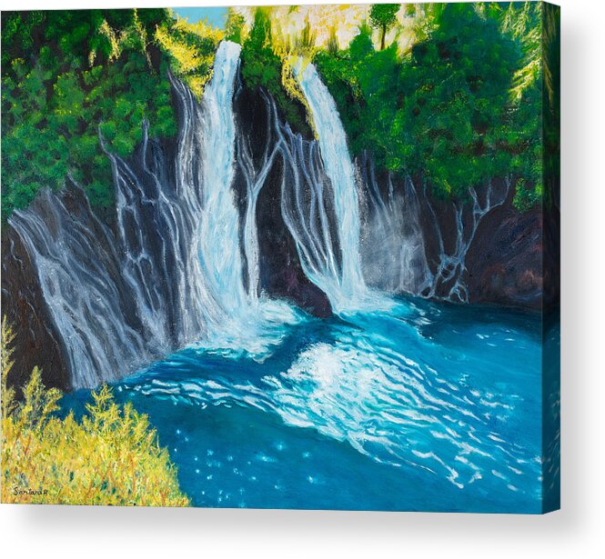 Water Fall Acrylic Print featuring the painting Falling Water by Santana Star