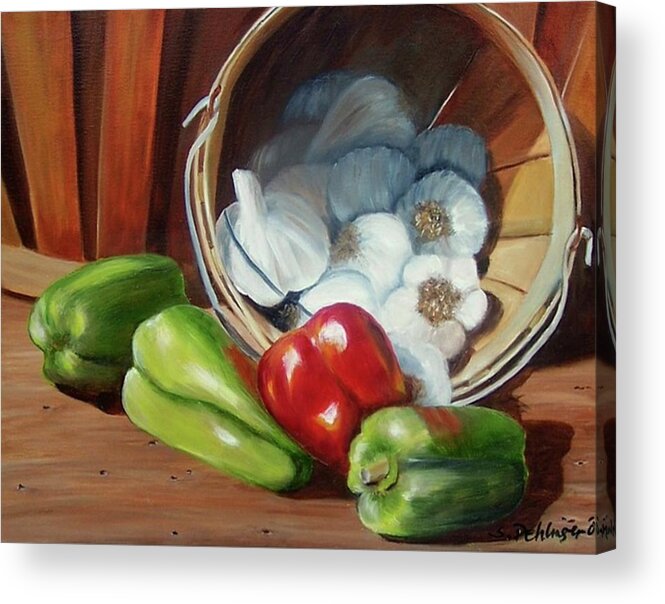 Peppers Acrylic Print featuring the painting Farmers Market by Susan Dehlinger