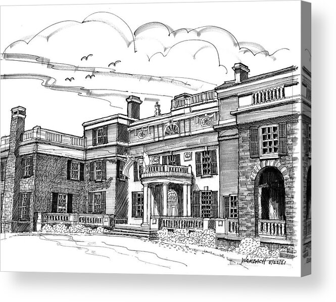 Fdr Acrylic Print featuring the drawing FDR Home Hyde Park NY by Richard Wambach