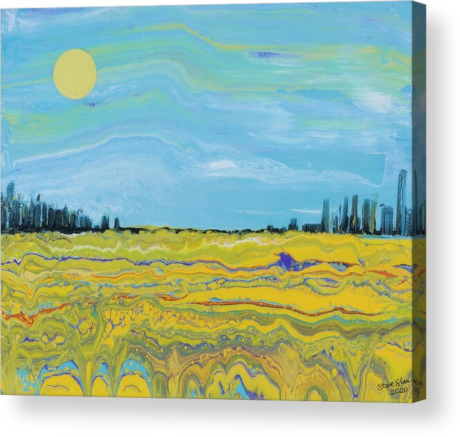 Seascape Acrylic Print featuring the painting Fields of Gold by Steve Shaw
