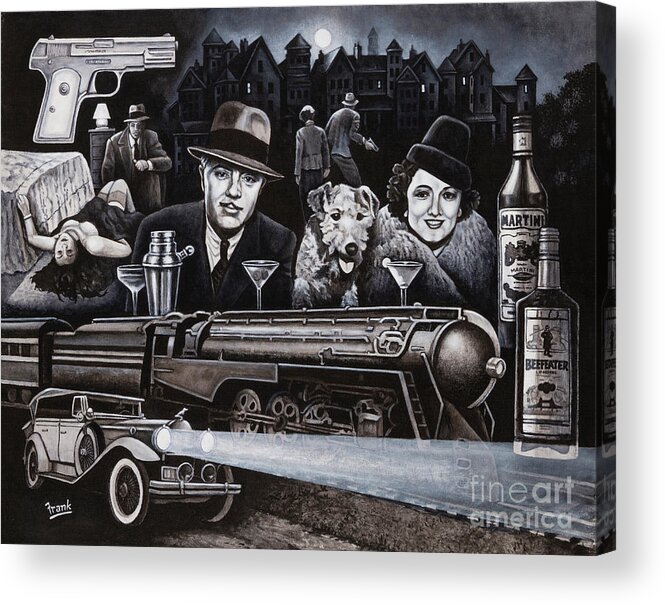 Nick And Nora Charles Acrylic Print featuring the painting Film Noir 1930's by Michael Frank