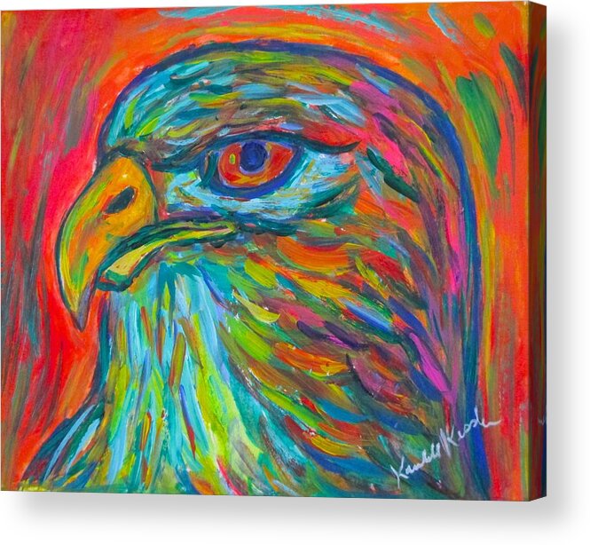 Hawk Acrylic Print featuring the painting Fire Hawk by Kendall Kessler