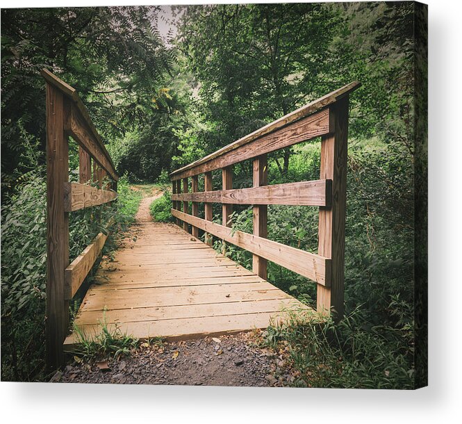 Forest Acrylic Print featuring the photograph Firemans Trail Wooden Footbridge by Jason Fink