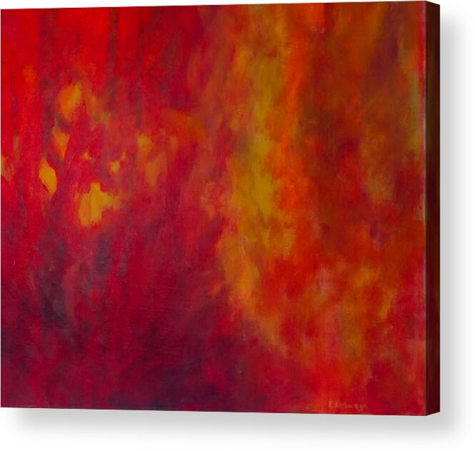 Red Acrylic Print featuring the painting Fires of Creation by Ellen Eschwege