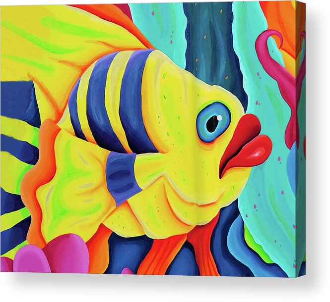 Yellow Acrylic Print featuring the photograph Fish Lips by Scott Olsen