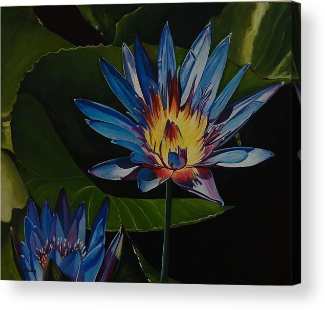 Floral Acrylic Print featuring the painting Fleur d'amour by Henny Dagenais