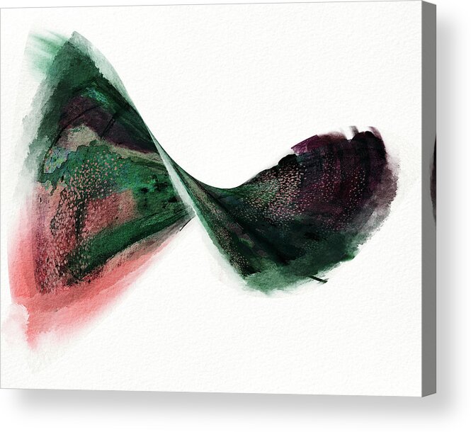 Green Acrylic Print featuring the painting Flip, Green and Pink Sculptural Abstract Landscape by Itsonlythemoon
