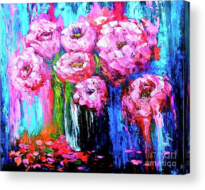 Abstract Acrylic Print featuring the painting Flowers by Viktor Lazarev