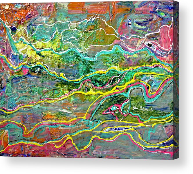 Sharing Acrylic Print featuring the painting Flowing Landscape by Ellen Palestrant