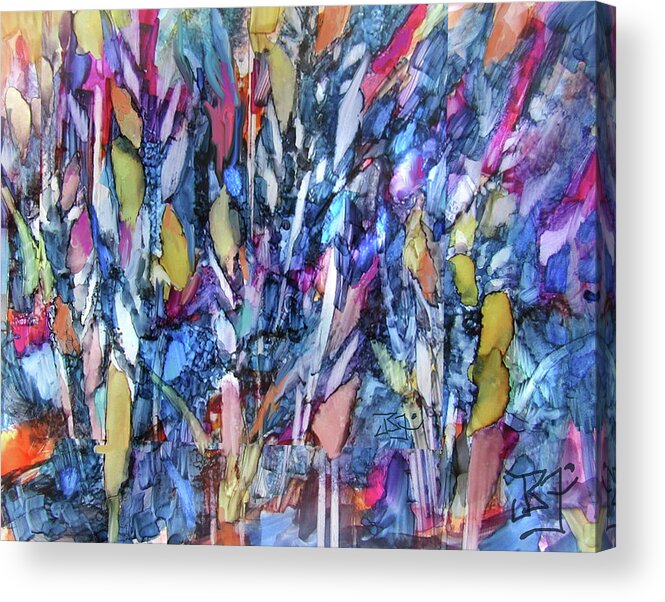 Abstract Forest Acrylic Print featuring the painting Forest 17 by Jean Batzell Fitzgerald