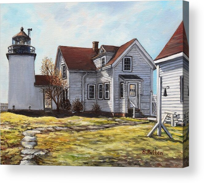 Stockton Springs Acrylic Print featuring the painting Fort Point Light, Stockton Springs, Maine by Eileen Patten Oliver